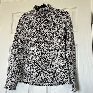 Lucy Half Zip Long Sleeve Pullover with Ivory & Brown Animal Print Size Large